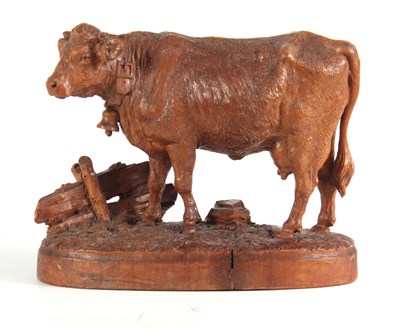 Lot 871 - A 19TH CENTURY SWISS BLACK FOREST CARVED...