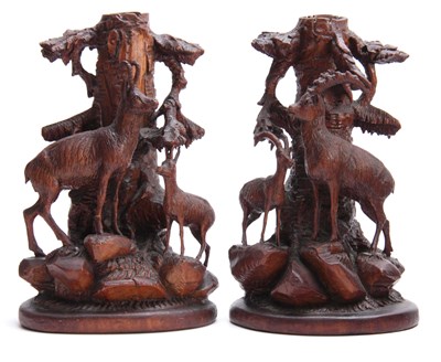 Lot 872 - A PAIR OF LATE 19TH CENTURY SWISS CARVED...