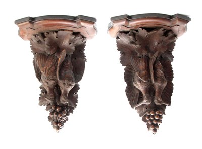 Lot 875 - A LARGE PAIR OF CARVED OAK BLACK FOREST WALL...
