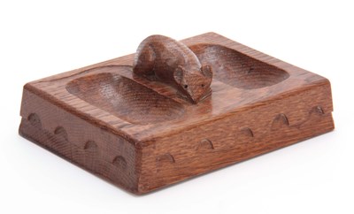 Lot 880 - AN EARLY ROBERT MOUSEMAN THOMPSON OAK PIN TRAY...