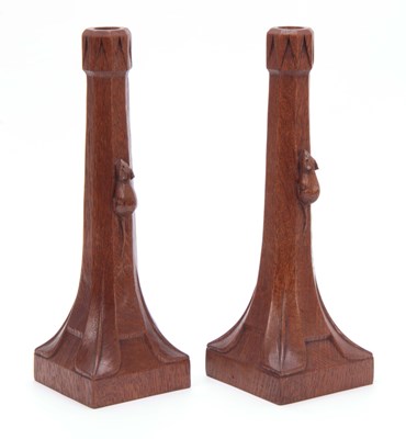 Lot 882 - A PAIR OF EARLY ROBERT MOUSEMAN THOMPSON OAK...