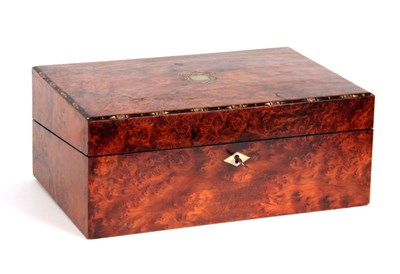 Lot 892 - A LATE 19th CENTURY AMBOYNA WRITING BOX with...