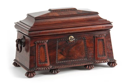 Lot 893 - A FINE REGENCY ROSEWOOD EGYPTIAN REVIVAL TEA...