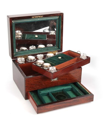 Lot 916 - A VICTORIAN ROSEWOOD DRESSING TABLE BOX with...