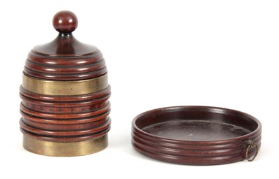 Lot 922 - A LATE GEORGIAN BRASS BOUND RIBBED MAHOGANY...