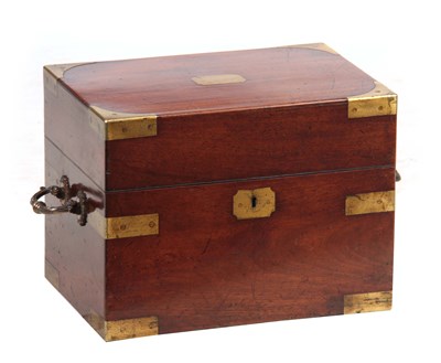 Lot 927 - AN 18TH CENTURY MAHOGANY BRASS BOUND BOX with...