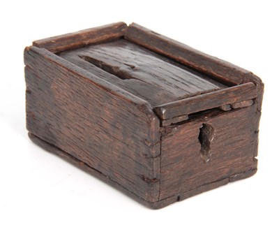 Lot 939 - A RARE 16TH CENTURY OAK MONEY BOX with a...