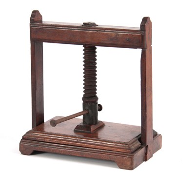 Lot 940 - AN 18TH CENTURY MAHOGANY BOOK PRESS of small...