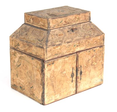 Lot 945 - A 17th CENTURY STUMPWORK CASKET having hinged...