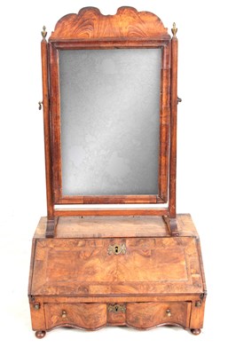 Lot 946 - AN EARLY 18TH CENTURY WALNUT TABLE TOP BUREAU...