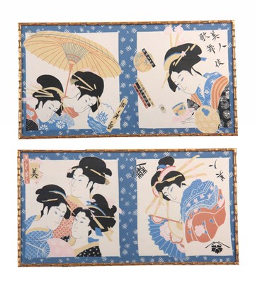 Lot 956 - A PAIR OF JAPANESE DESIGN LIBERTY HAND PRINTED...