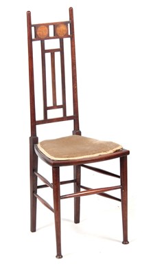 Lot 958 - A STYLISH ART NOUVEAU INLAID MAHOGANY SIDE...