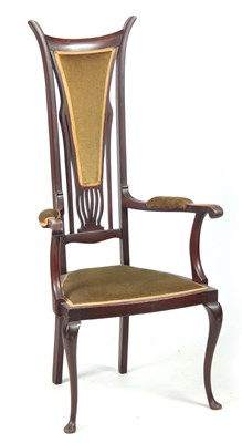Lot 960 - AN ART NOUVEAU MAHOGANY LIBERTY STYLE OPEN...