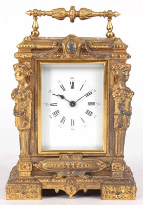 Lot 974 - A LATE 19th CENTURY FRENCH GILT CASED CARRIAGE...