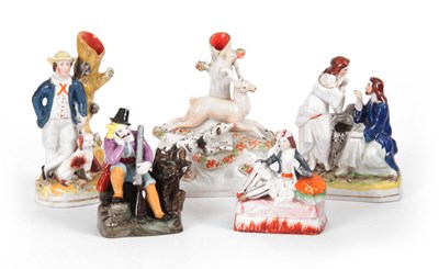 Lot 100 - A SELECTION OF FIVE 19TH CENTURY STAFFORDSHIRE...