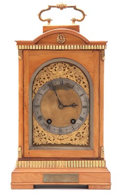 Lot 996 - A LATE 19th CENTURY SATINWOOD QUARTER CHIMING...