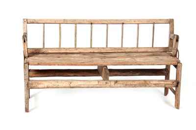 Lot 1016 - AN UNUSUAL ELM AND PINE REVERSIBLE BENCH with...