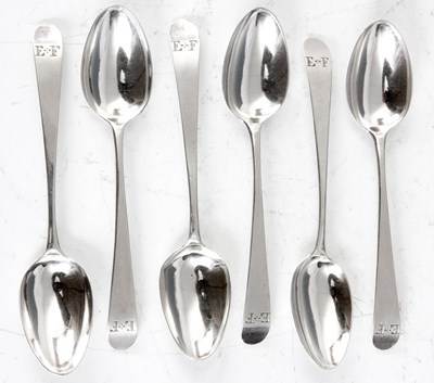 Lot 278 - A SET OF SIX GEORGE III OLD ENGLISH PATTERN...