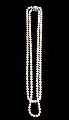 Lot 230 - A BOODLE AND DUNTHORNE TWO-ROW PEARL NECKLACE...