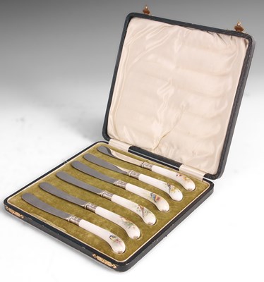 Lot 45 - A CASED SET OF SIX ROYAL WORCESTER CAKE KNIVES...