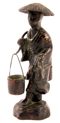 Lot 191 - A 19TH CENTURY ORIENTAL BRONZE STANDING FIGURE...