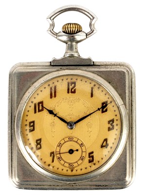 Lot 254 - AN ART DECO SQUARE NICKLE PLATED GENTLEMAN’S...