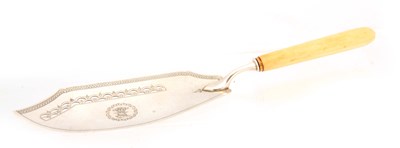Lot 262 - A GEORGE III SILVER FISH SLICE the shaped...