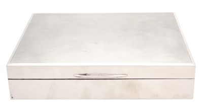 Lot 297 - AN ELIZABETH II LARGE SILVER CIGARETTE BOX of...