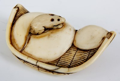 Lot 149 - A LATE 19TH CENTURY CARVED IVORY NETSUKE...