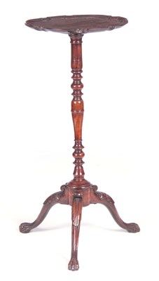 Lot 818 - AN 18TH CENTURY MAHOGANY TABLE with pie crust...