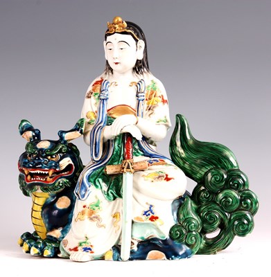 Lot 137 - A COLOURFUL JAPANESE KUTANI PORCELAIN FIGURE...