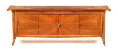 Lot 892 - A STYLISH ITALIAN WALNUT SIDEBOARD with brass...