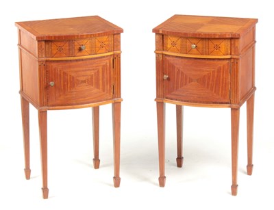 Lot 920 - A PAIR OF EDWARDIAN SATINWOOD BOW-FRONT...