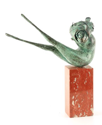 Lot 603 - CARLO ZOLI. ABSTRACT PATINATED BRONZE SCULPTURE "GINEVRA" 1994