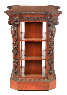 Lot 983 - A MID 19TH CENTURY FIGURED WALNUT FREESTANDING...