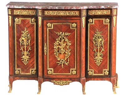 Lot 1043 - A 19TH CENTURY FRENCH ORMOLU MOUNTED KINGWOOD...
