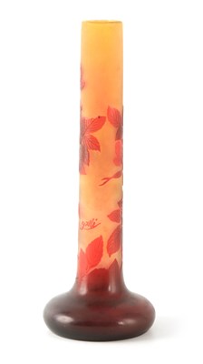 Lot 19 - A LARGE GALLE TALL SLENDER CYLINDRICAL GLASS...