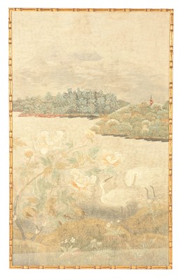 Lot 200 - A LARGE MEIJI PERIOD JAPANESE EMBROIDERED...
