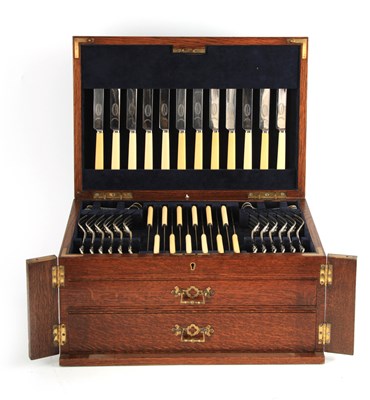 Lot 311 - A VICTORIAN CANTEEN OF SILVER CUTLERY FOR...