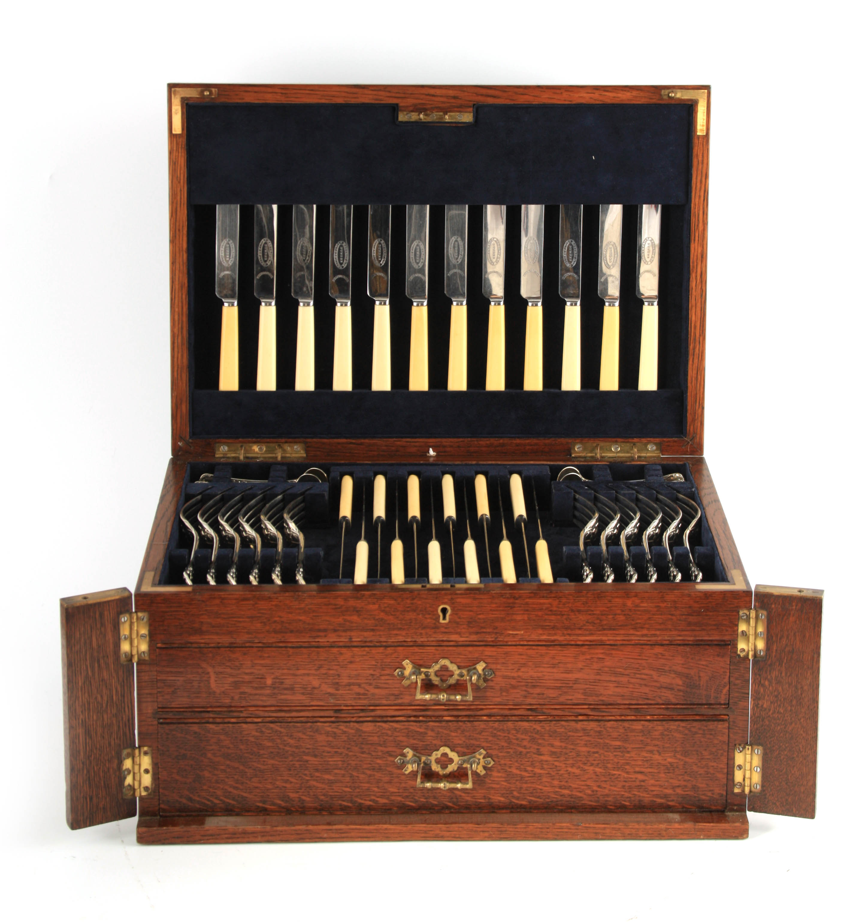 George Adams Victorian silver cutlery canteen for twelve sold by Hutchinson Scott