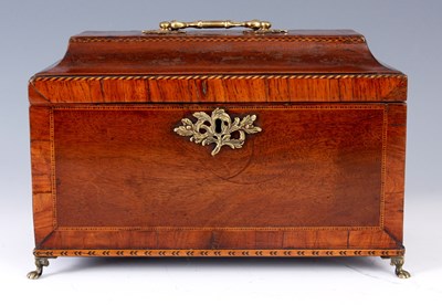 Lot 672 - AN EARLY GEORGE III INLAID AND CROSSBANDED...