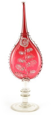 Lot 1 - A 19TH CENTURY CRANBERRY AND CLEAR GLASS...