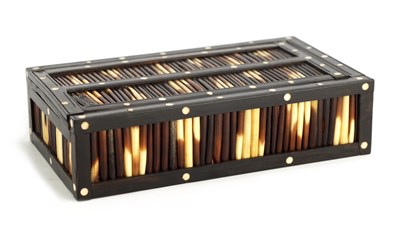Lot 1006 - A 19TH CENTURY QUILL BOX with ebony and bone...