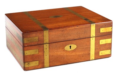Lot 1011 - A 19TH CENTURY ENGLISH BRASS BOUND MAHOGANY...