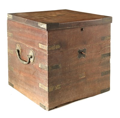 Lot 1015 - A LATE 18TH CENTURY BRASS BOUND MAHOGANY THREE...