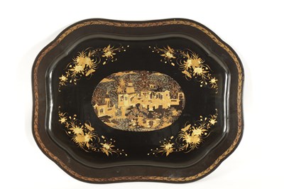 Lot 1017 - A 19TH CENTURY SERPENTINE SHAPED CHINOISERIE...