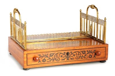 Lot 1021 - A REGENCY SATINWOOD AND EBONY INLAID DOUBLE...