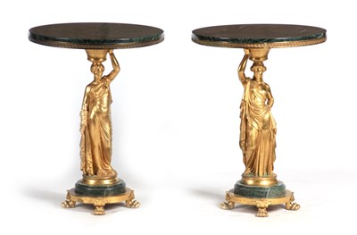 Lot 1023 - A PAIR OF 20TH CENTURY GILT BRONZE AND VERDE...