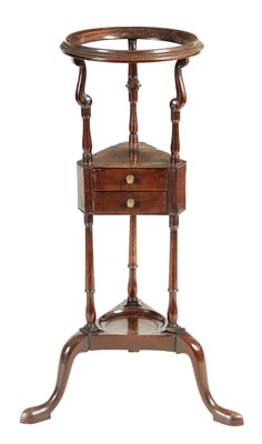 Lot 1024 - A GEORGE III MAHOGANY WASHSTAND with circular...