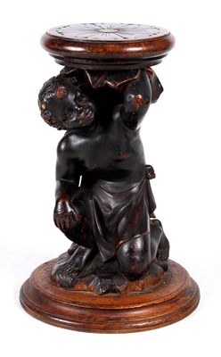 Lot 1031 - A 19TH CENTURY WALNUT REVOLVING BLACKAMOOR...
